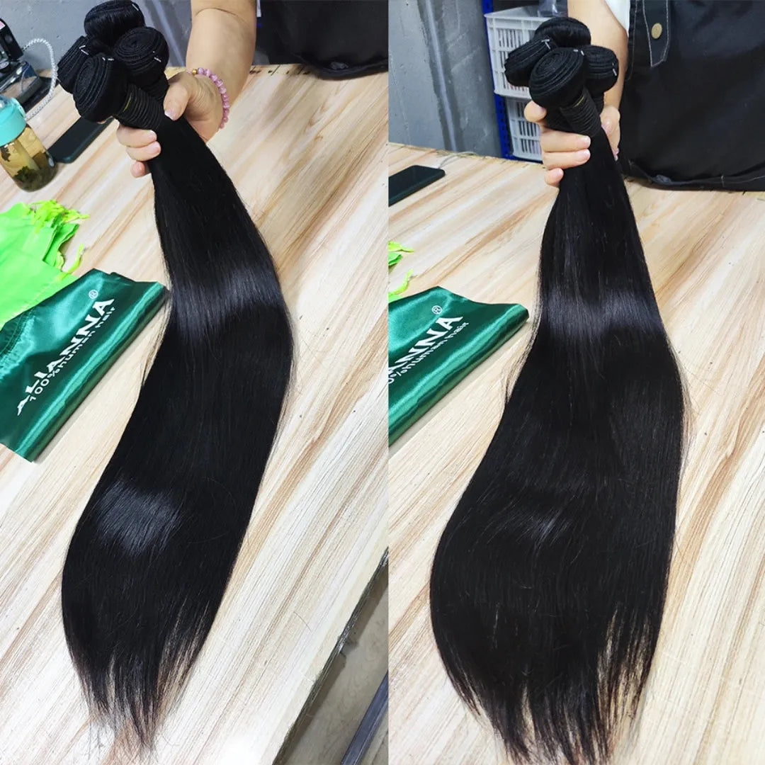 Straight Brazilian Human Hair Bundles – 10-40 Inch Weave Extensions