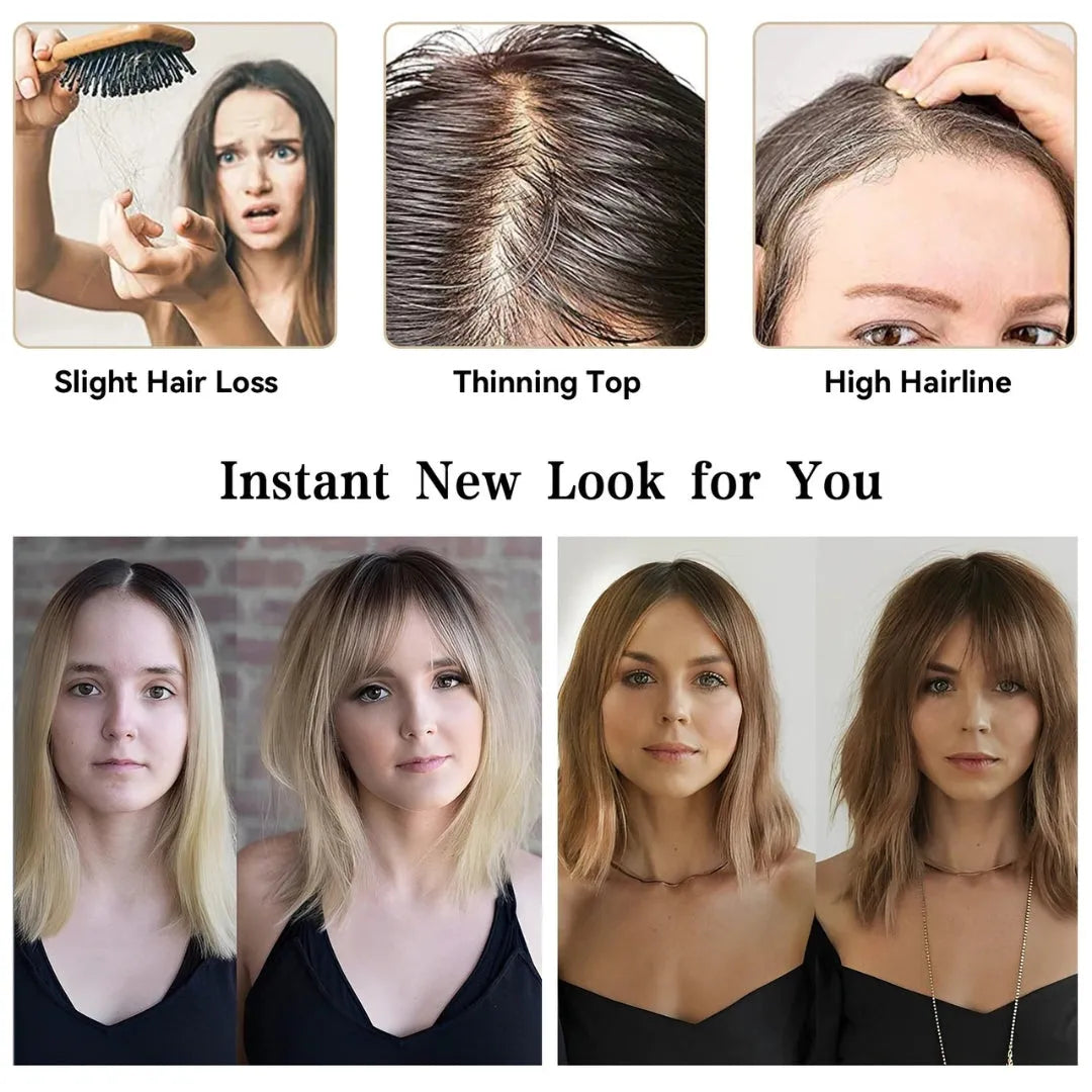12-Inch Lace Base Hair Topper with Clips – 100% Remy Human Hair Volume