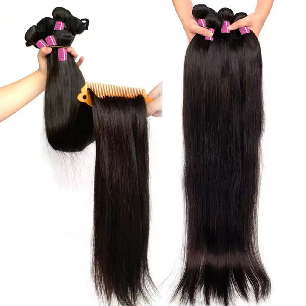 Straight Brazilian Human Hair Bundles – 10-40 Inch Weave Extensions