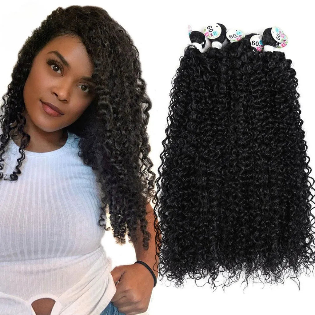 Synthetic Jerry Curl Hair Extensions – Kinky Curly, Heat-Resistant, 26-28 Inch