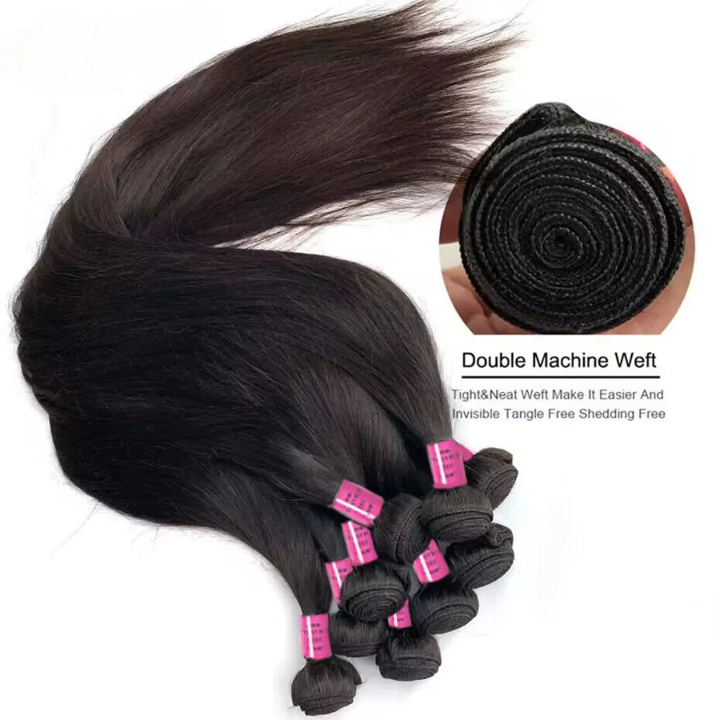 Straight Brazilian Human Hair Bundles – 10-40 Inch Weave Extensions