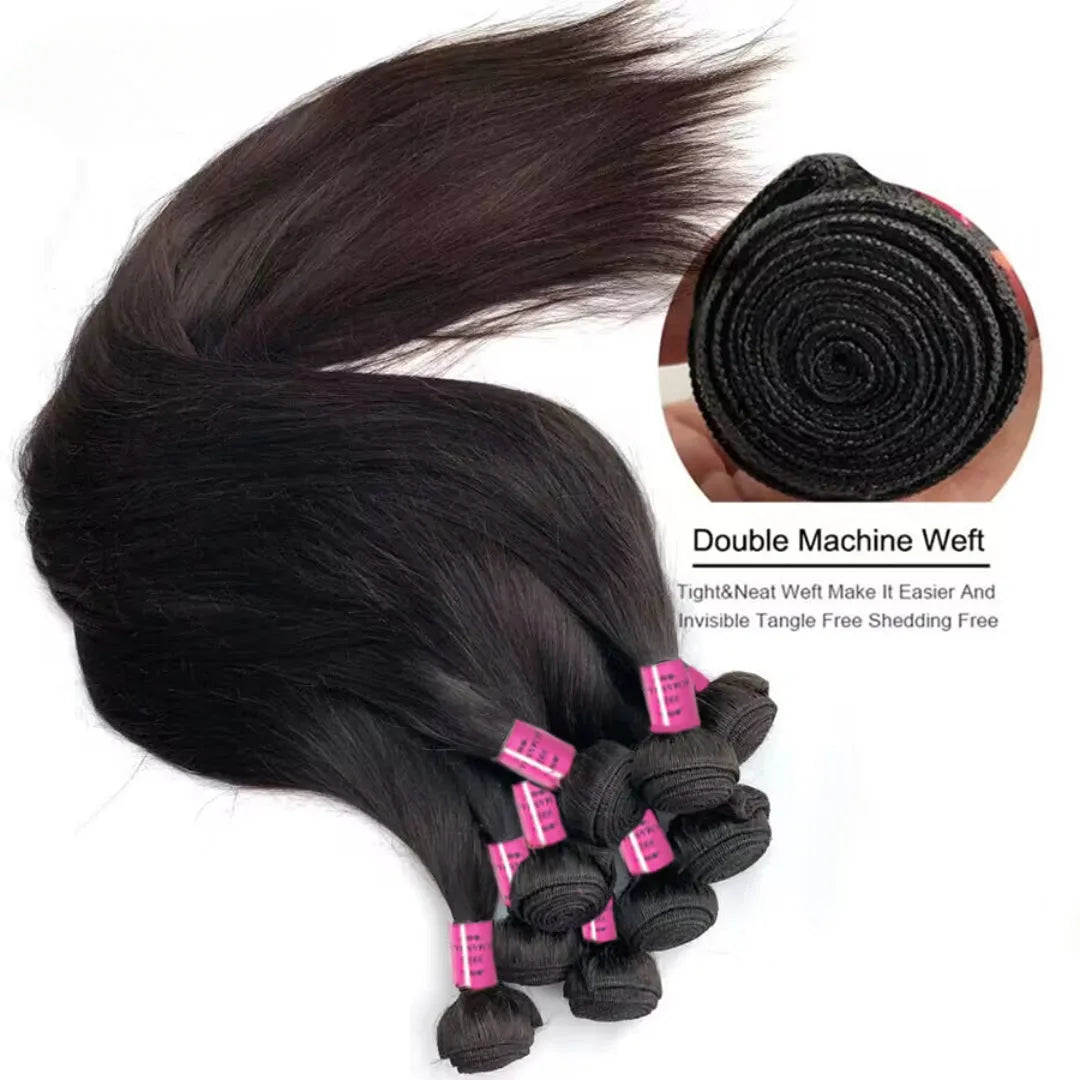 Straight Brazilian Human Hair Bundles – 10-40 Inch Weave Extensions