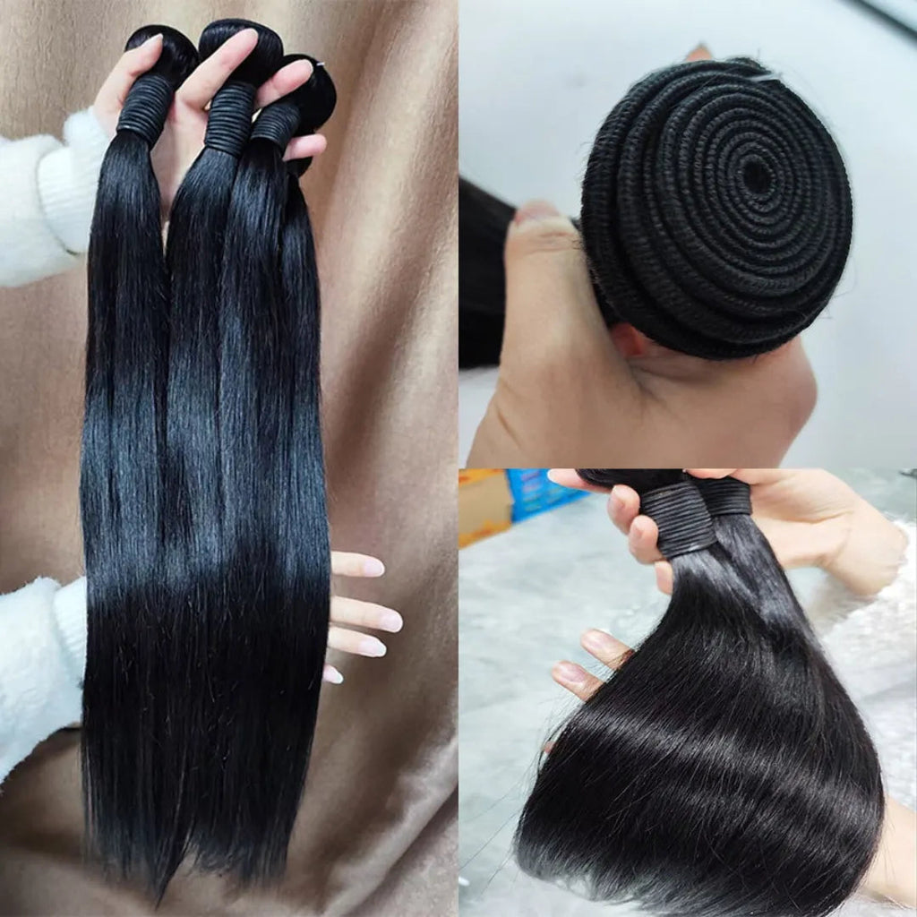 Straight Brazilian Human Hair Bundles – 10-40 Inch Weave Extensions