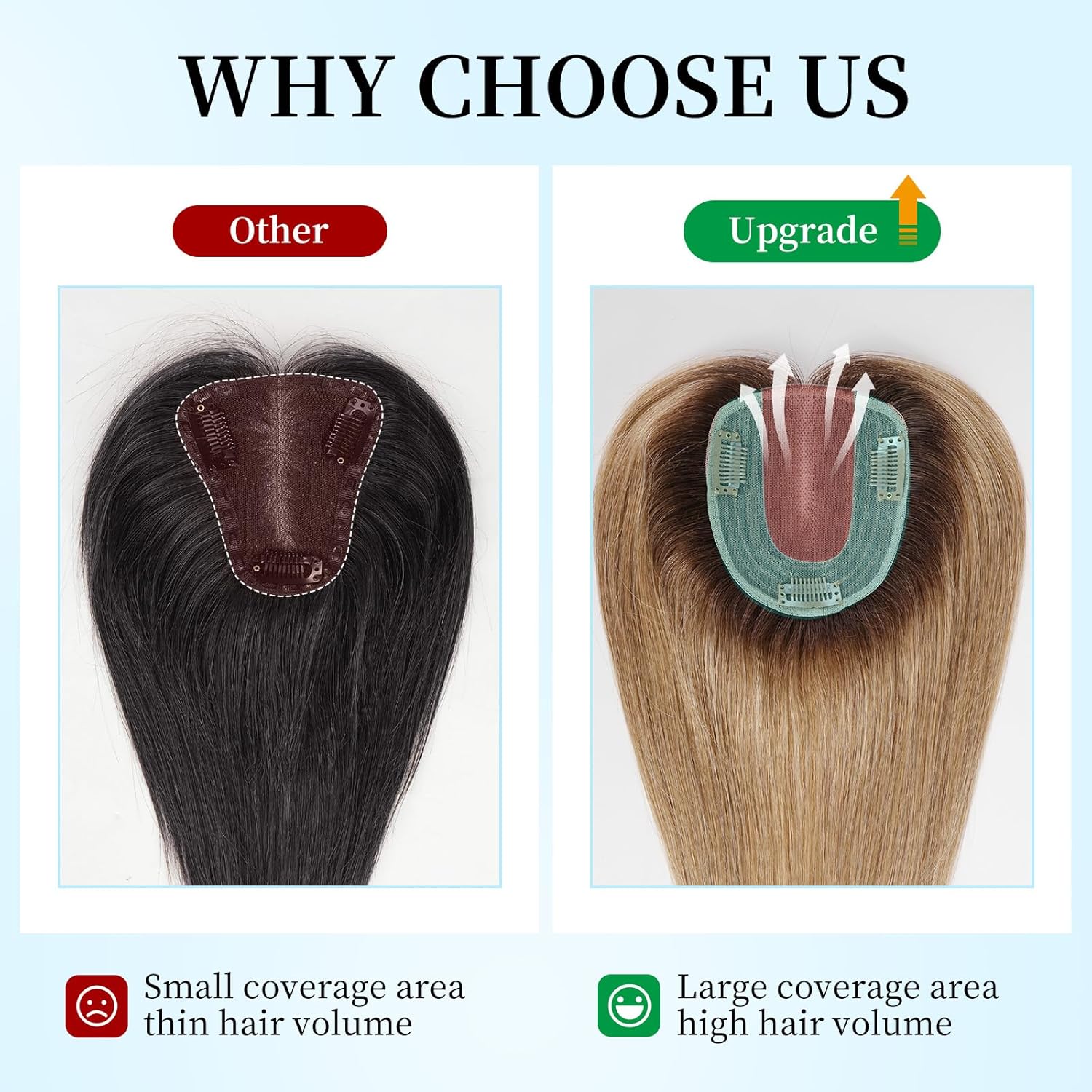 12 inch Remy Human Hair Toppers for Women with Thinning Hair