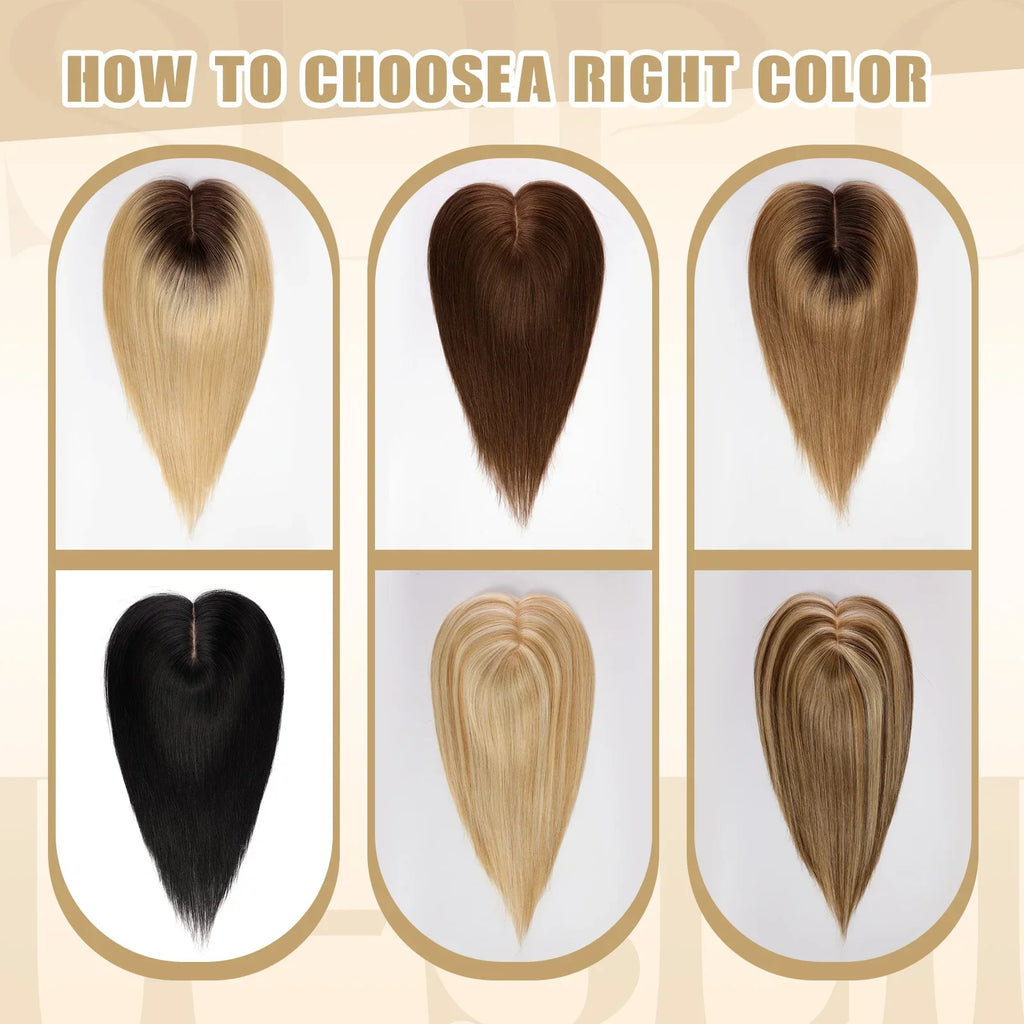 Silk Base Remy Human Hair Toppers – 12 Inches