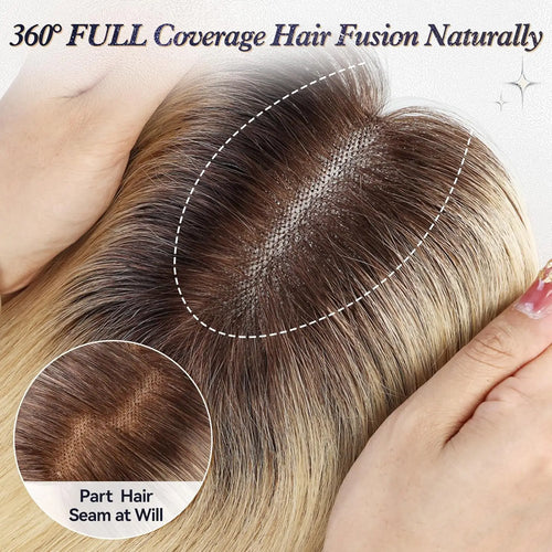 12 inch Remy Human Hair Toppers for Women with Thinning Hair