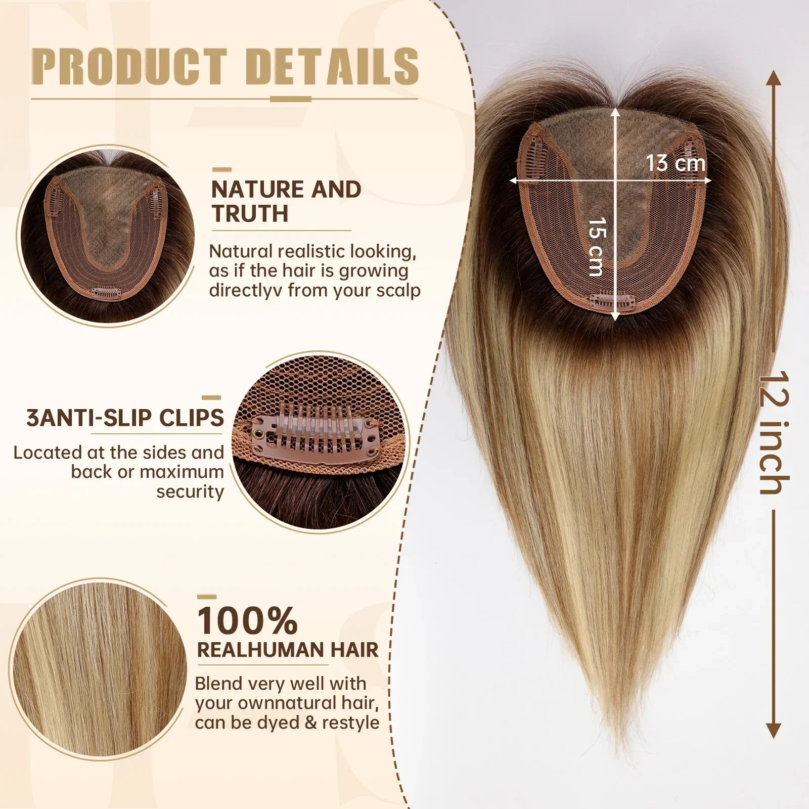 Silk Base Remy Human Hair Toppers – 12 Inches