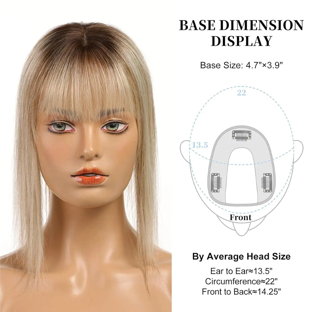 12 inch Remy Human Hair Toppers for Women with Thinning Hair