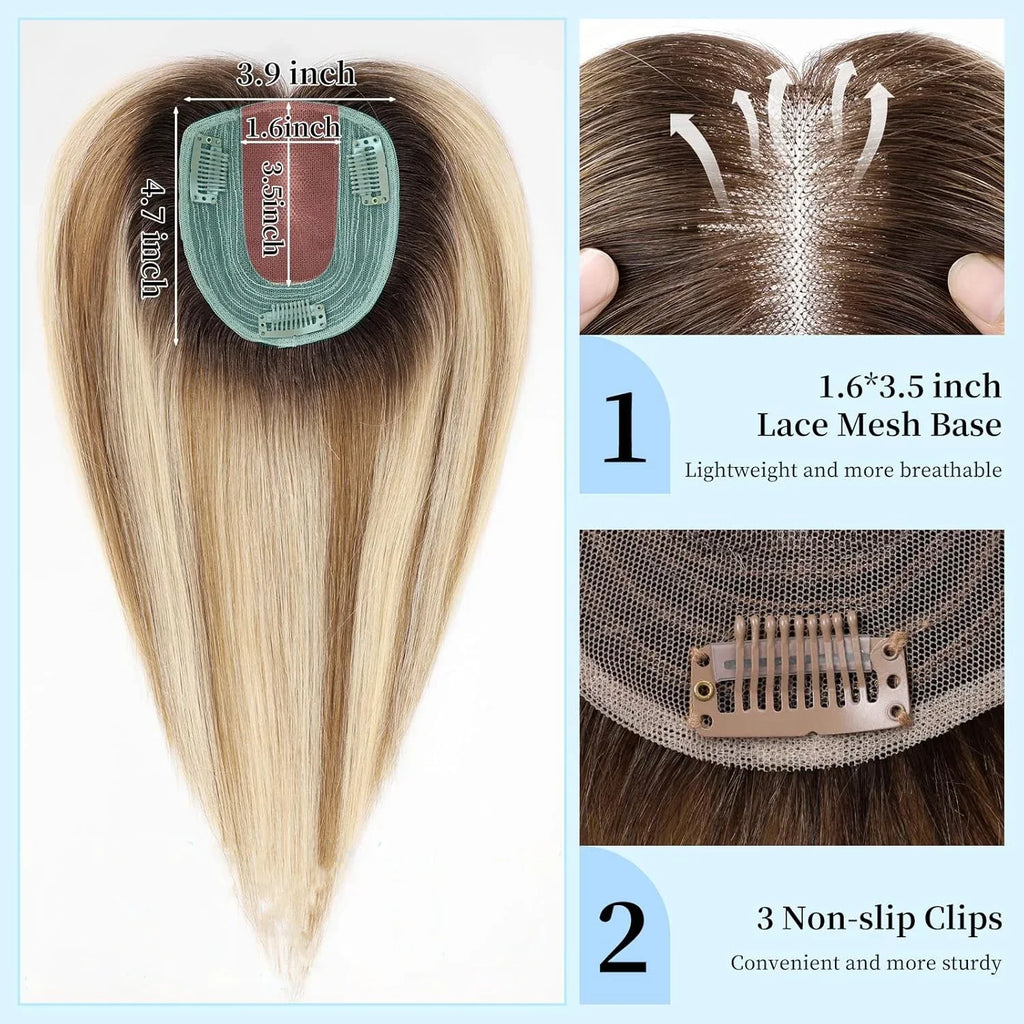 12 inch Remy Human Hair Toppers for Women with Thinning Hair