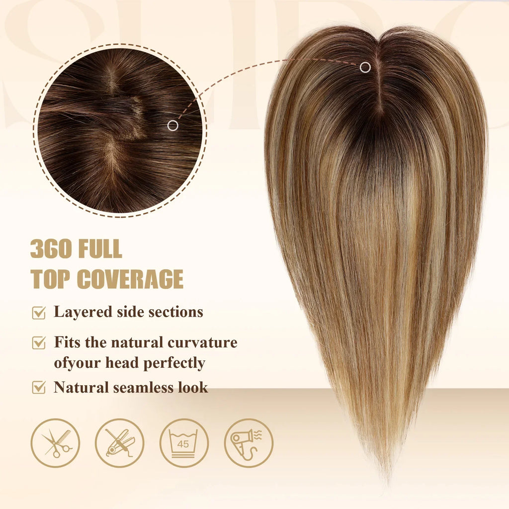 Silk Base Remy Human Hair Toppers – 12 Inches