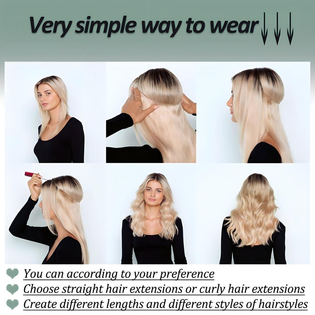 Synthetic Long Straight Wire Hair Extension – Easy No Clips (16-32 Inch Options)